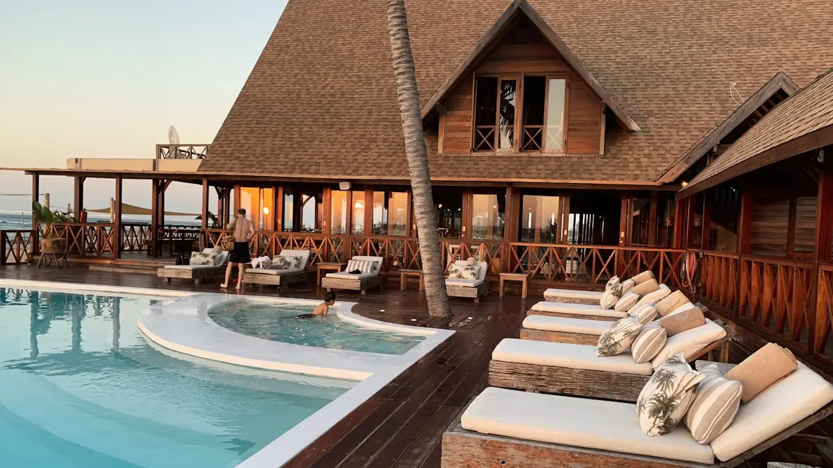 Resort pool and guest accommodations