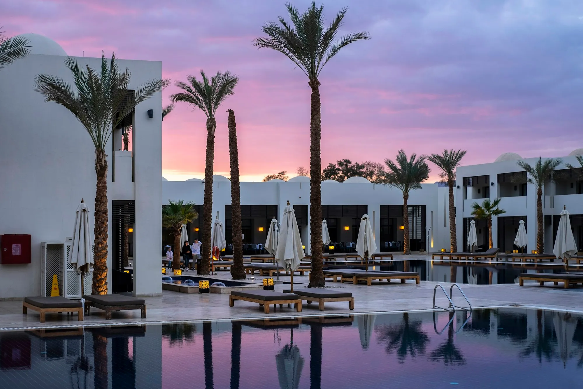 Resort property at sunset